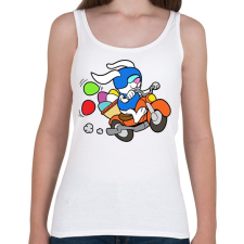 PRINTFASHION Motoros Nyuszi - Női atléta - Fehér női trikó