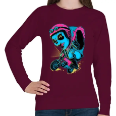 PRINTFASHION Motoros panda - Női pulóver - Bordó