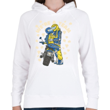 PRINTFASHION Motoros pár - Női kapucnis pulóver - Fehér női pulóver, kardigán