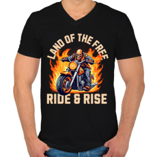 PRINTFASHION Motoros szabadság - Férfi V-nyakú póló - Fekete