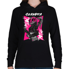 PRINTFASHION Motoros Szandra - Női kapucnis pulóver - Fekete női pulóver, kardigán