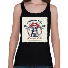 PRINTFASHION Motoros szív, motoros lélek - Női atléta - Fekete női trikó
