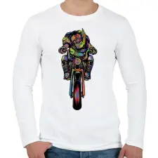 PRINTFASHION Motoros Télapó - Férfi hosszú ujjú póló - Fehér férfi póló