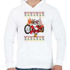 PRINTFASHION Motoros Télapó - Férfi kapucnis pulóver - Fehér