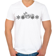 PRINTFASHION motoros téli - Férfi V-nyakú póló - Fehér férfi póló