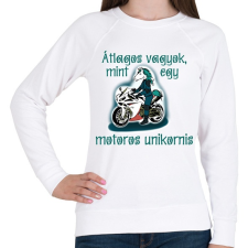 PRINTFASHION motoros unikornis - Női pulóver - Fehér női pulóver, kardigán