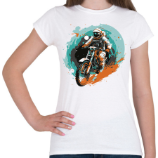 PRINTFASHION Motoros űrhajós - Női póló - Fehér női póló