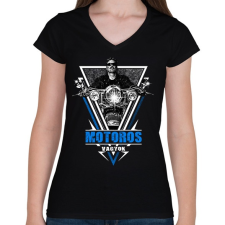 PRINTFASHION Motoros vagyok 2 - Női V-nyakú póló - Fekete női póló