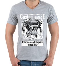 PRINTFASHION Motorszerelő - Férfi V-nyakú póló - Sport szürke