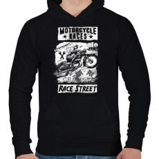 PRINTFASHION Motorverseny - Férfi kapucnis pulóver - Fekete