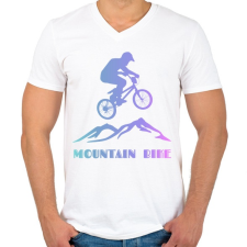 PRINTFASHION mountain bike - Férfi V-nyakú póló - Fehér férfi póló