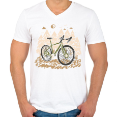 PRINTFASHION Mountain bike - Férfi V-nyakú póló - Fehér