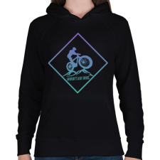 PRINTFASHION MOUNTAIN BIKE - Női kapucnis pulóver - Fekete női pulóver, kardigán