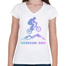 PRINTFASHION mountain bike - Női V-nyakú póló - Fehér női póló