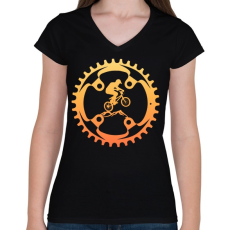 PRINTFASHION MOUNTAIN BIKE - Női V-nyakú póló - Fekete