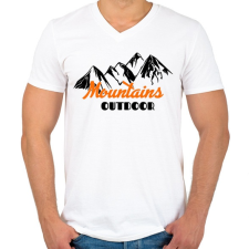 PRINTFASHION Mountain  - Férfi V-nyakú póló - Fehér férfi póló