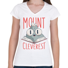 PRINTFASHION MountCleverest - Női V-nyakú póló - Fehér női póló