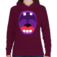 PRINTFASHION Mouth - Női kapucnis pulóver - Bordó női pulóver, kardigán