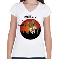 PRINTFASHION Mouzilla - Női V-nyakú póló - Fehér