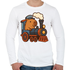 PRINTFASHION Mozdonyvezető kapibara - Férfi hosszú ujjú póló - Fehér férfi póló