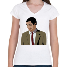 PRINTFASHION Mr. Bean rajz - Női V-nyakú póló - Fehér női póló