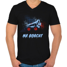 PRINTFASHION Mr bobcat - Férfi V-nyakú póló - Fekete férfi póló