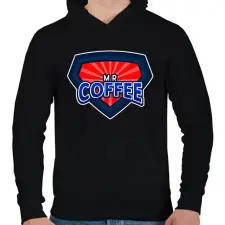 PRINTFASHION MR COFFEE - Férfi kapucnis pulóver - Fekete férfi pulóver, kardigán