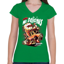 PRINTFASHION Mr Delicious - Női V-nyakú póló - Zöld női póló