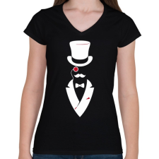 PRINTFASHION Mr Gentleman - Női V-nyakú póló - Fekete női póló