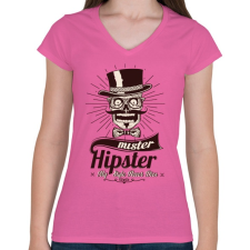 PRINTFASHION Mr. Hipszter - Női V-nyakú póló - Rózsaszín női póló