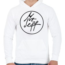 PRINTFASHION Mr. Jeff - Férfi kapucnis pulóver - Fehér férfi pulóver, kardigán