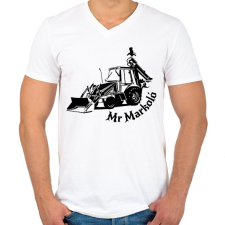 PRINTFASHION mr markoló - Férfi V-nyakú póló - Fehér férfi póló