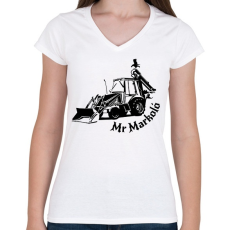 PRINTFASHION mr markoló - Női V-nyakú póló - Fehér