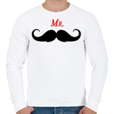 PRINTFASHION MR. Mustache - Férfi pulóver - Fehér férfi pulóver, kardigán