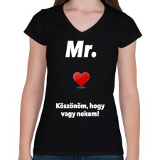 PRINTFASHION Mr. - Női V-nyakú póló - Fekete női póló