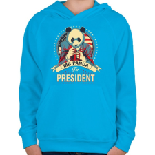 PRINTFASHION Mr. Panda - Gyerek kapucnis pulóver - Azúrkék gyerek pulóver, kardigán