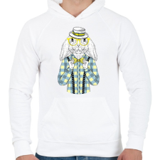 PRINTFASHION Mr. Rabbit - Férfi kapucnis pulóver - Fehér férfi pulóver, kardigán