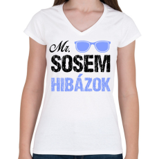 PRINTFASHION Mr. sosem hibázok - Női V-nyakú póló - Fehér