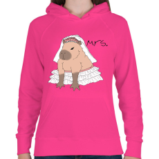 PRINTFASHION Mrs. Capybara - Női kapucnis pulóver - Fukszia