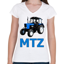 PRINTFASHION MTZ - Női V-nyakú póló - Fehér női póló