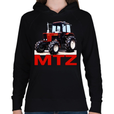 PRINTFASHION MTZ traktor - Női kapucnis pulóver - Fekete női pulóver, kardigán