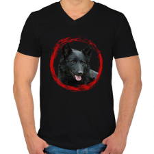 PRINTFASHION mudi kutyus - férfi - Férfi V-nyakú póló - Fekete férfi póló