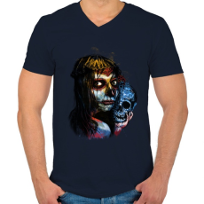 PRINTFASHION Muerte lite - Férfi V-nyakú póló - Sötétkék