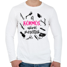 PRINTFASHION Műkörmös, Műköröm, Körmös, Köröm - Férfi hosszú ujjú póló - Fehér