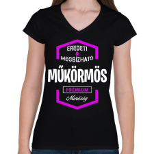 PRINTFASHION Műkörmös prémium minőség - Női V-nyakú póló - Fekete női póló