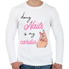 PRINTFASHION Műköröm - Férfi hosszú ujjú póló - Fehér férfi póló