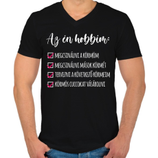 PRINTFASHION Műköröm - Férfi V-nyakú póló - Fekete