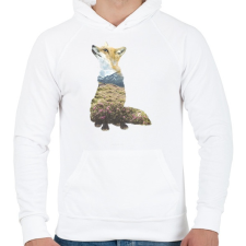 PRINTFASHION Multi Expourse Fox - Férfi kapucnis pulóver - Fehér férfi pulóver, kardigán