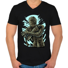 PRINTFASHION Múmia - Férfi V-nyakú póló - Fekete