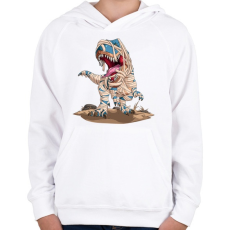 PRINTFASHION Mumia T-rex - Gyerek kapucnis pulóver - Fehér